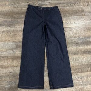 Zara Wide Leg Faux Denim Trouser Pants Dark